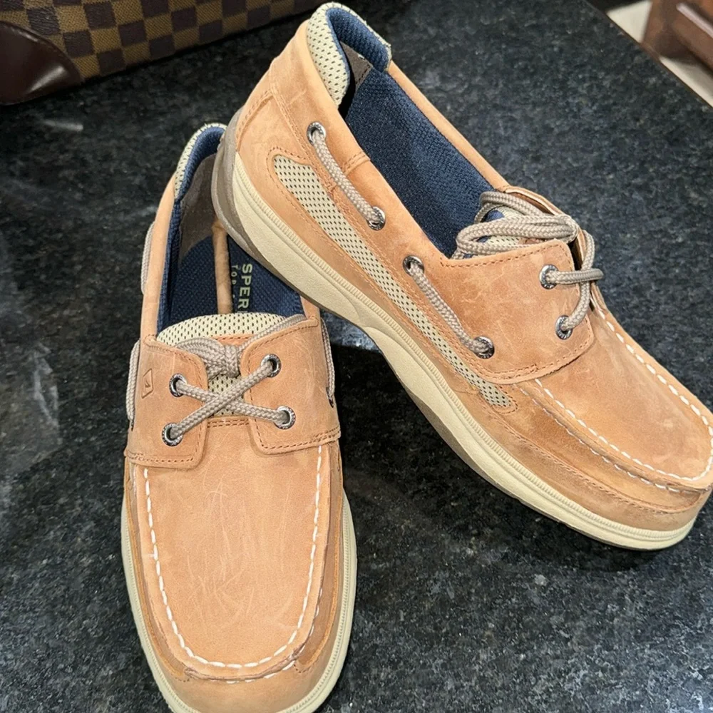 Sperry Lanyard Alternative Closure Boat Shoe, Dark Tan/Navy,